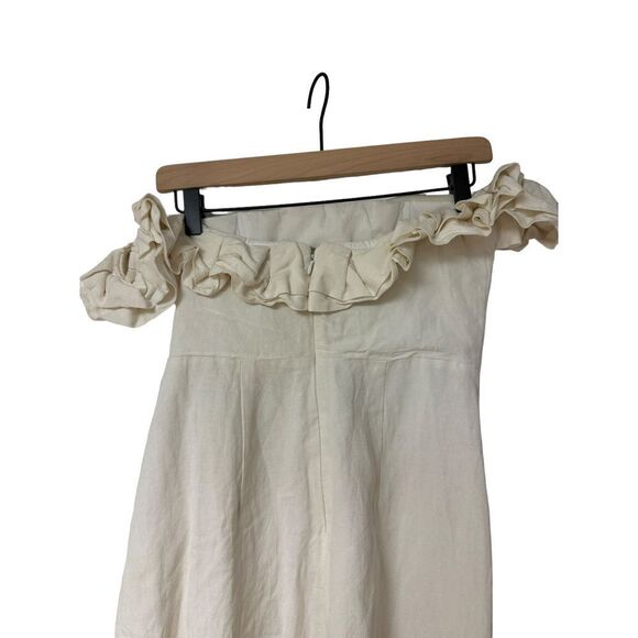 by the way. Ruffled Off-Shoulder Cream Mini Dress - Picture 10 of 11